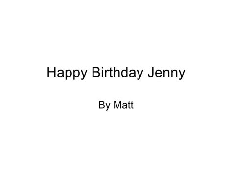 Happy Birthday Jenny