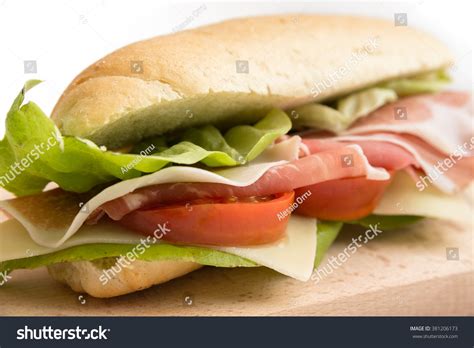 sandwich ham cheese tomato lettuce isolated stock photo