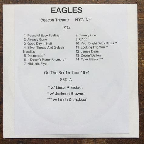 Eagles cd NYC 1974 On The Border tour