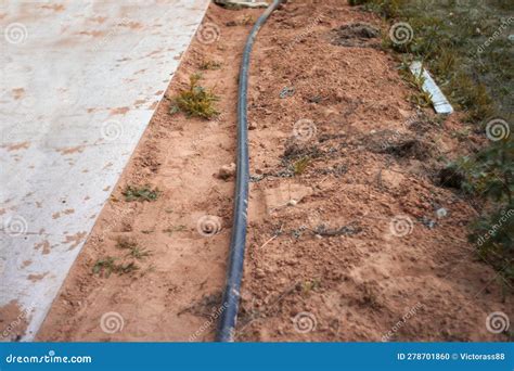 electrical cable   ground stock photo image  power high
