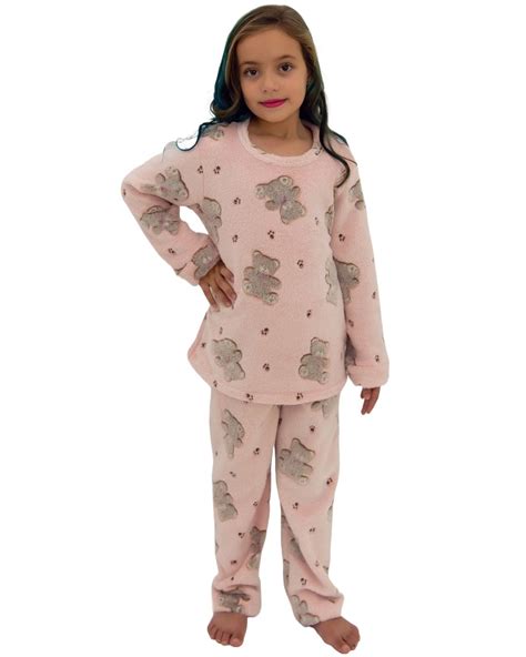 Pijamas Feminino Infantil - Pijama feminino infantil fleece ursos - Leleka Pijamas