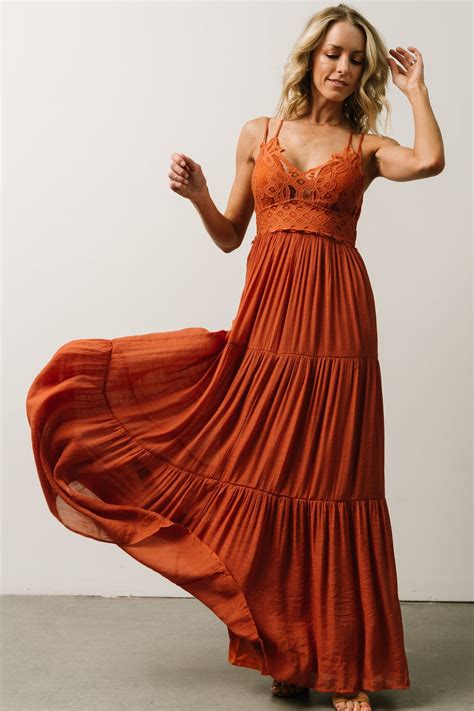 summerlin lace top maxi dress rust baltic born