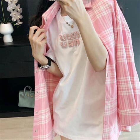 Футболка Miu Miu, размер 44, цвет белый, розовый, Хлопок 100% - купить ...