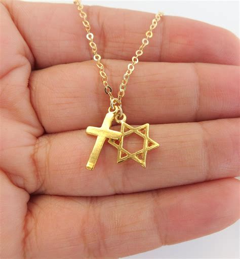 Star of David With Cross Necklace Cross With David Star - Etsy