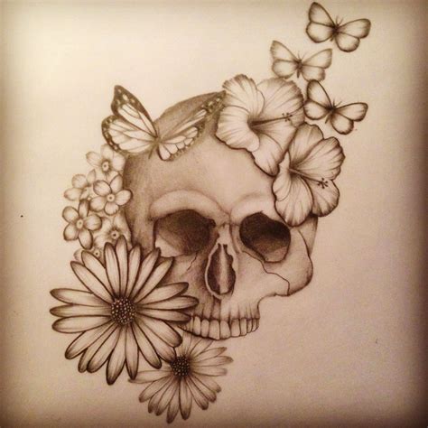 tattoo flower skull 4