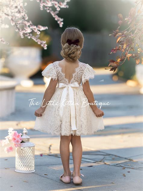 Flower girl dress, Bohemian Flower Girl Dress, rustic flower girl dress ...