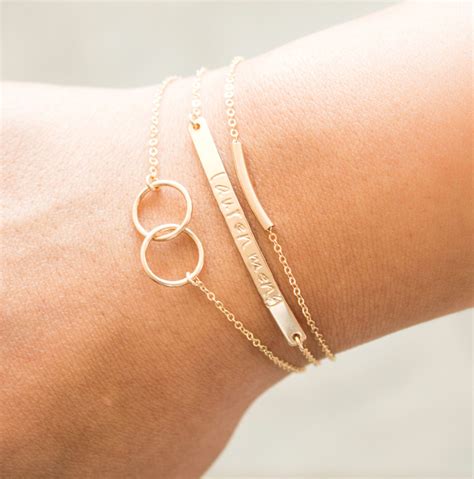 Personalized Bracelet Engraved Bar Bracelets Stacking
