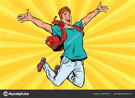 Молодой человек прыгает от радости Stock Vector by ©studiostoks 148720315