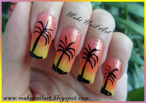 Palm Tree Sunset Nail Art Tutorial - Make Nail Art