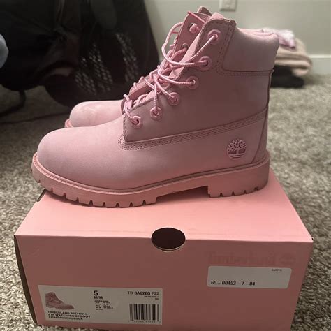Pink Timberland boots Sz 5 boys (also 7.5... - Depop