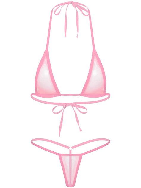Buy Agoky Women's Sexy Mesh Micro Bikini G String Bathing Suit Thong ...