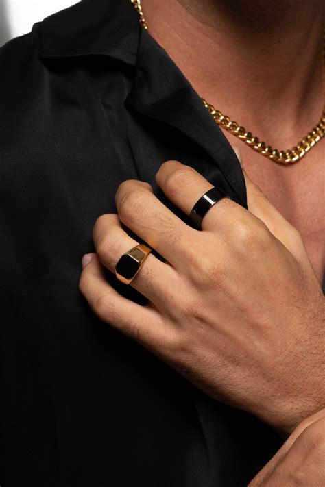 Men Black Onyx Ring, Onyx Signet Ring, Statement Ring, Onyx Square Ring