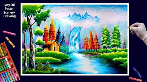 Beautiful Scenery Drawing With Oil Pastels - Euaquielela