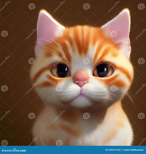 Cute Adorable Big Eyes Kitty Kitten Cat Portrait Orange Chubby Stock