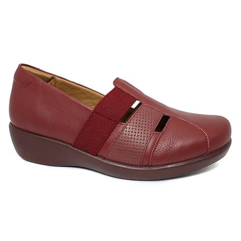 Sapato Vermelho Feminino Confortável - Sapato Feminino Anatômico Confortável em Couro Legítimo - 193016 - Vermelho