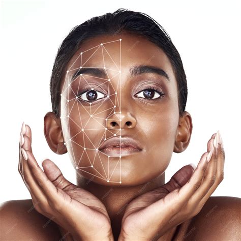 Premium Photo | Portrait change and facial recognition for skincare