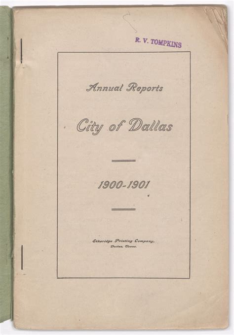 Annual Reports, City of Dallas: 1900-1901 - Page 1 - The Portal to