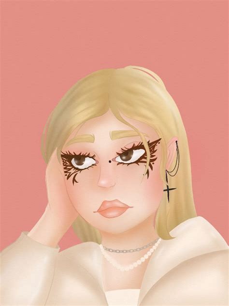 a digital painting of a blonde woman with cross on her forehead and ...