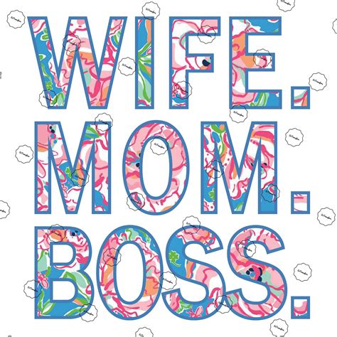 Ready to Press Heat Transfer Sublimation Design / Wife Mom Boss / Wife