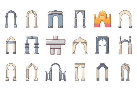 arch icon set cartoon style  ylivdesign thehungryjpegcom