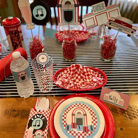 Retro Diner Party Kit, 50s Party Decorations, Retro Party Decorations ...