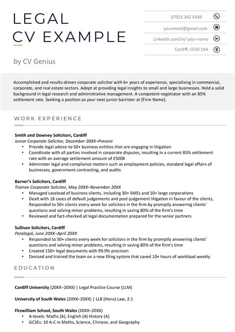Legal CV - Example, Tips, & Free Download