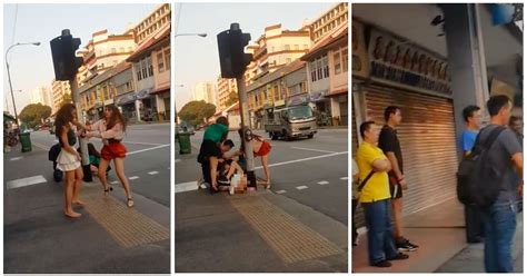 4 women catfight along Sims Avenue as 1 man tries unsuccessfully to