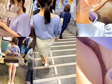 電車内のスマホ女子3人！胸チラ乳首盗撮されてるよ | パンチラ109