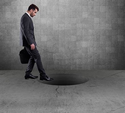 businessman   step  hole stock photo  image
