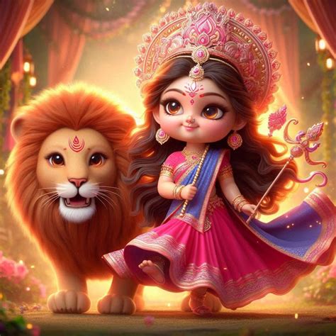 cute durga maa   lion hd wallpaper girly god illustrations