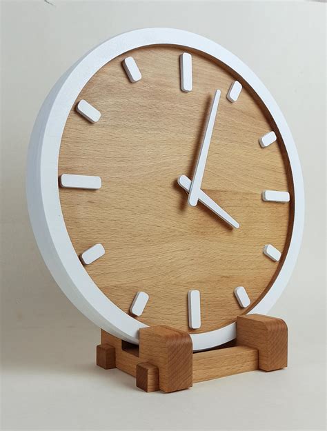 ᐉ Годинник настінний з натурального дерева Wooden круглий з підставкою ...