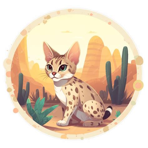 premium ai image flat border desert lynx sticker  cute anime style
