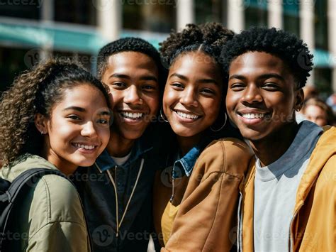 Portrait of a smiling African American teen boy. Cute face of a young