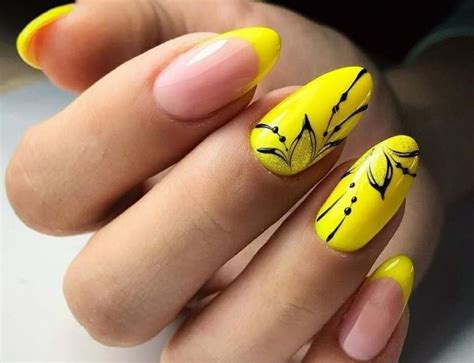 Модный желтый маникюр — фото различных оттенков и дизайнов