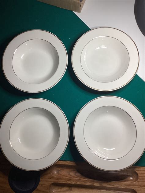 Dinnerware Classic Traditions China Set of 4 Vintage 9 Soup Bowls. White and Gold. Hand Wash ...