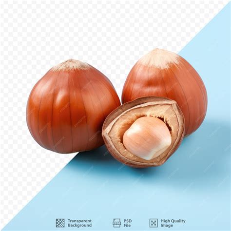 Premium PSD | Two chestnuts with a blue background and a picture of a nut.