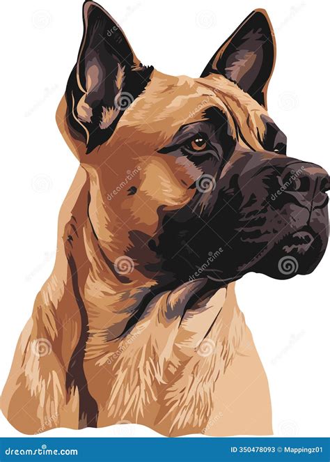 Presa Canario Outline Silhouette Generative Ai Cartoon Vector
