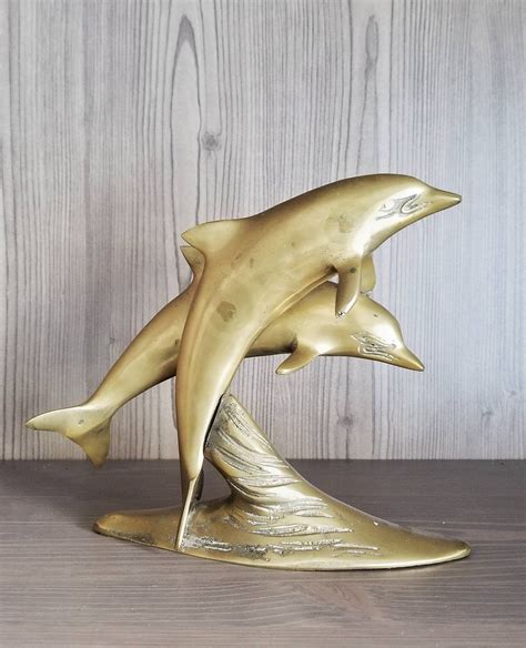 Vintage brass dolphin statue | dolphin figurine | brass animal | gift for dolphin lover ...