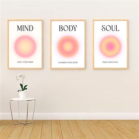 Mind Body Soul Aura Poster 3 Piece Wall Art, Aura Energy Spiritual