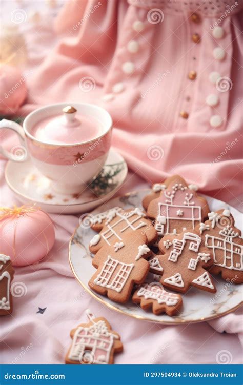 Gingerbread House Food Photography in Pink and White Colors, Candycore ...