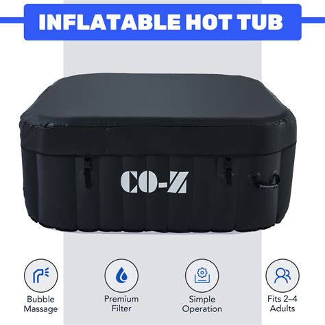4 Person Inflatable Hot Tub Spa w Bubble Jets 5x5ft Blow Up Indoor