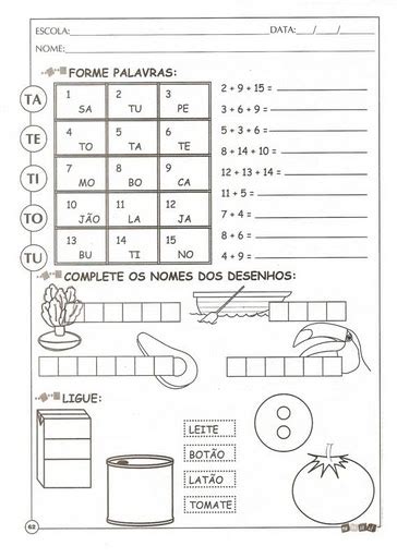 Atividade De Reforço 1 Ano - BLOG PROFESSOR ZEZINHO: 1° ANO ATIVIDADES DE REFORÇO