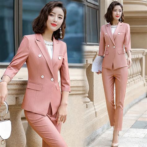 women suit casual pant suits formal blazer pants office lady business