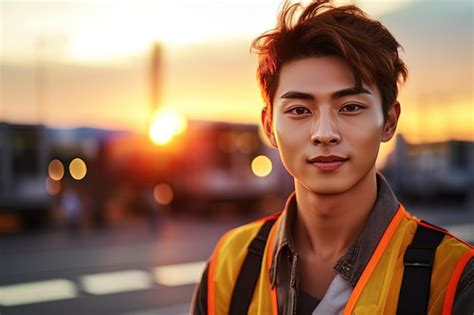 Premium AI Image | portrait of young asian engineer on construction ...