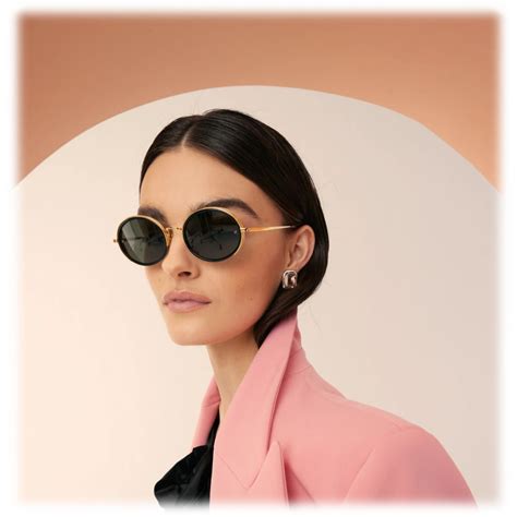 Linda Farrow - Finn Oval Sunglasses in Yellow Gold - Linda Farrow ...