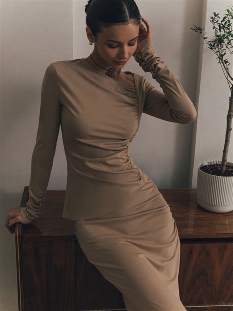 Юбка макси с асимметричной сборкой :: LICHI - Online fashion store