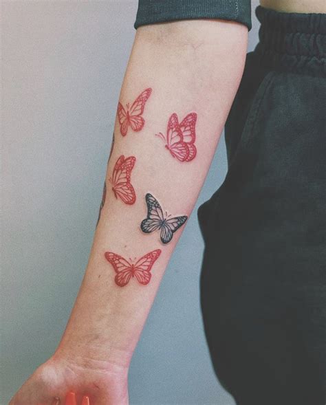 Red ink butterfly tattoo | Butterfly tattoos for women, Red ink tattoos ...