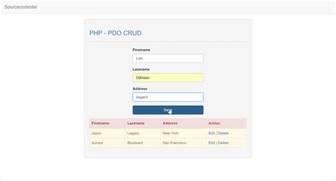php simple pdo crud sourcecodester