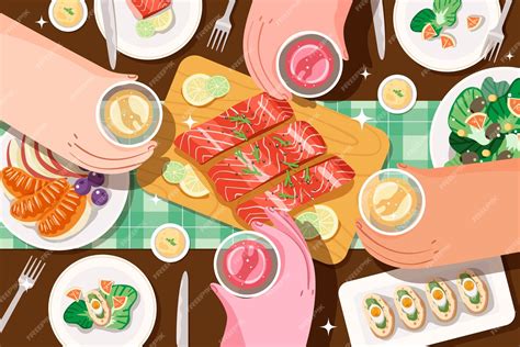 Нарисованная рукой иллюстрация обеда | Бесплатно векторы