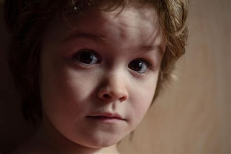Free Photo | Portrait of a little girl with big blue eyes, tear-stained ...